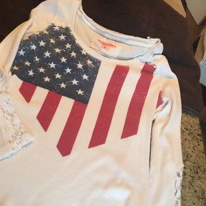 American flag heart tee shirt light weight sz M